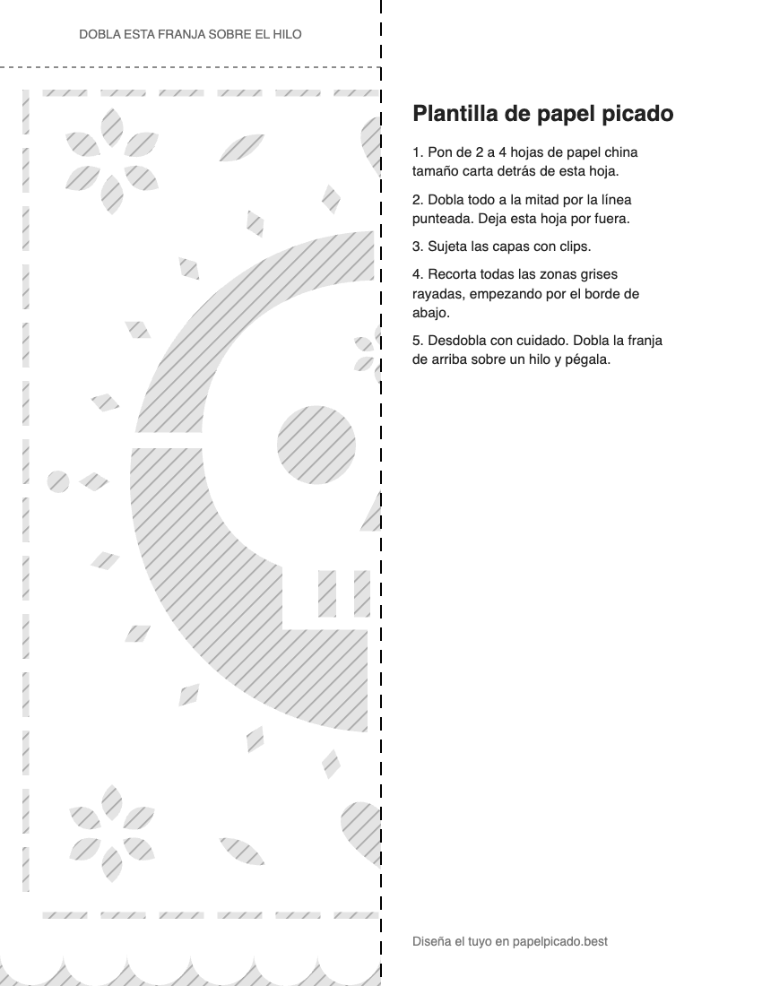Plantilla para imprimir y recortar de papel picado: Calavera