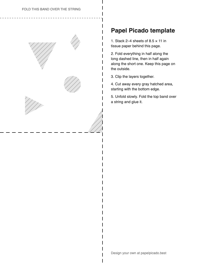 Printable easy (for kids) papel picado cutting template