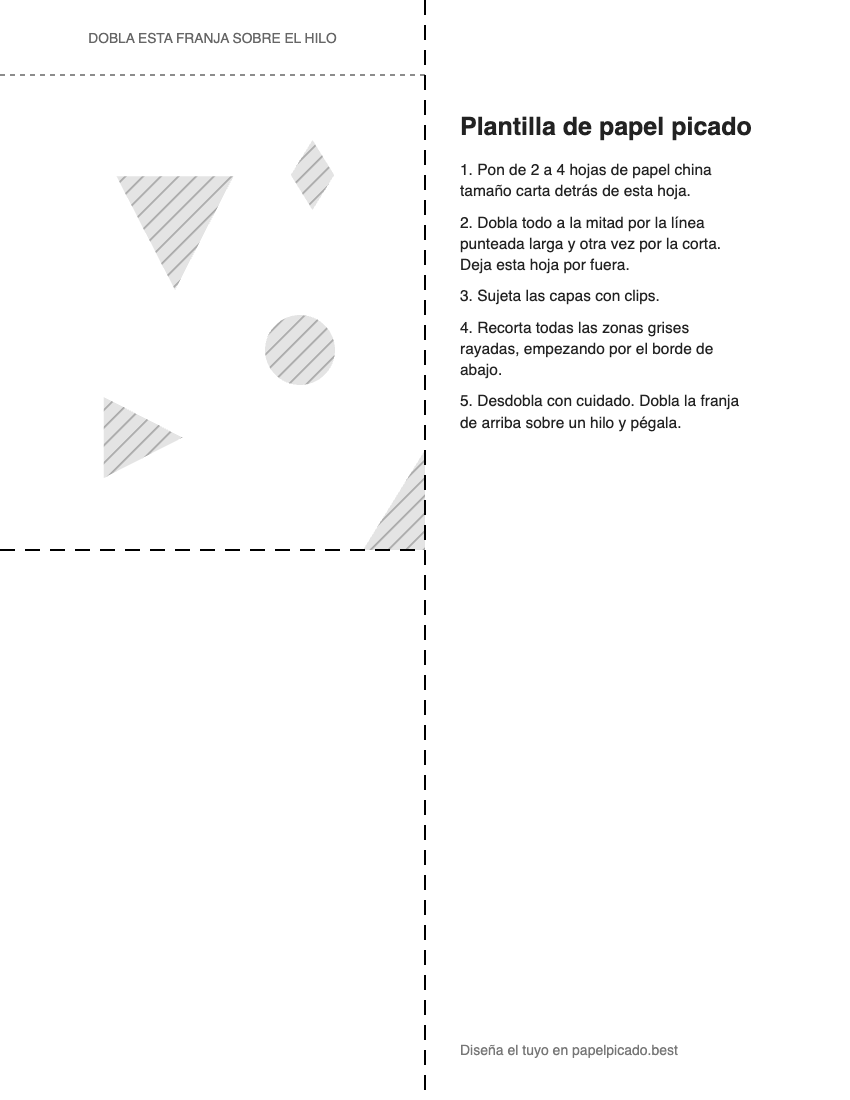Plantilla para imprimir y recortar de papel picado: Fácil (para niños)