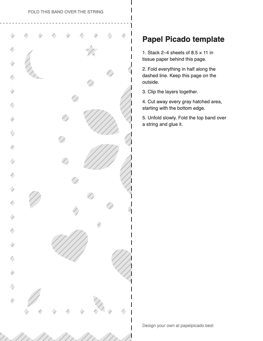 Printable flowers papel picado cutting template