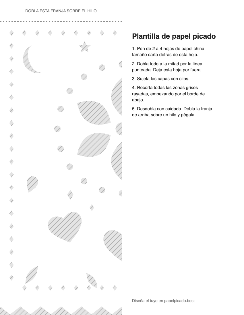 Plantilla para imprimir y recortar de papel picado: Flores