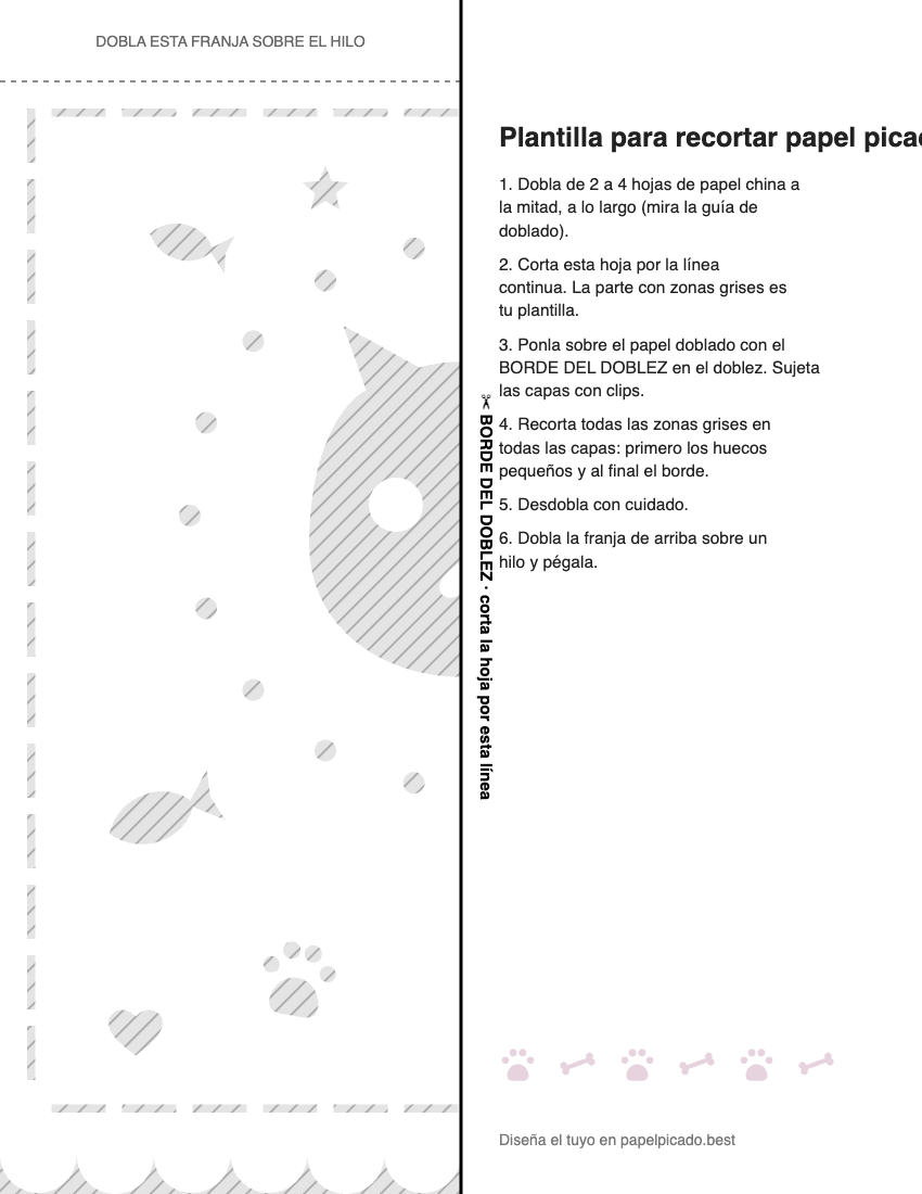 Plantilla para imprimir y recortar de papel picado: Gato