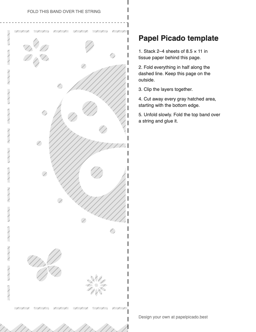 Printable monarch butterfly papel picado cutting template